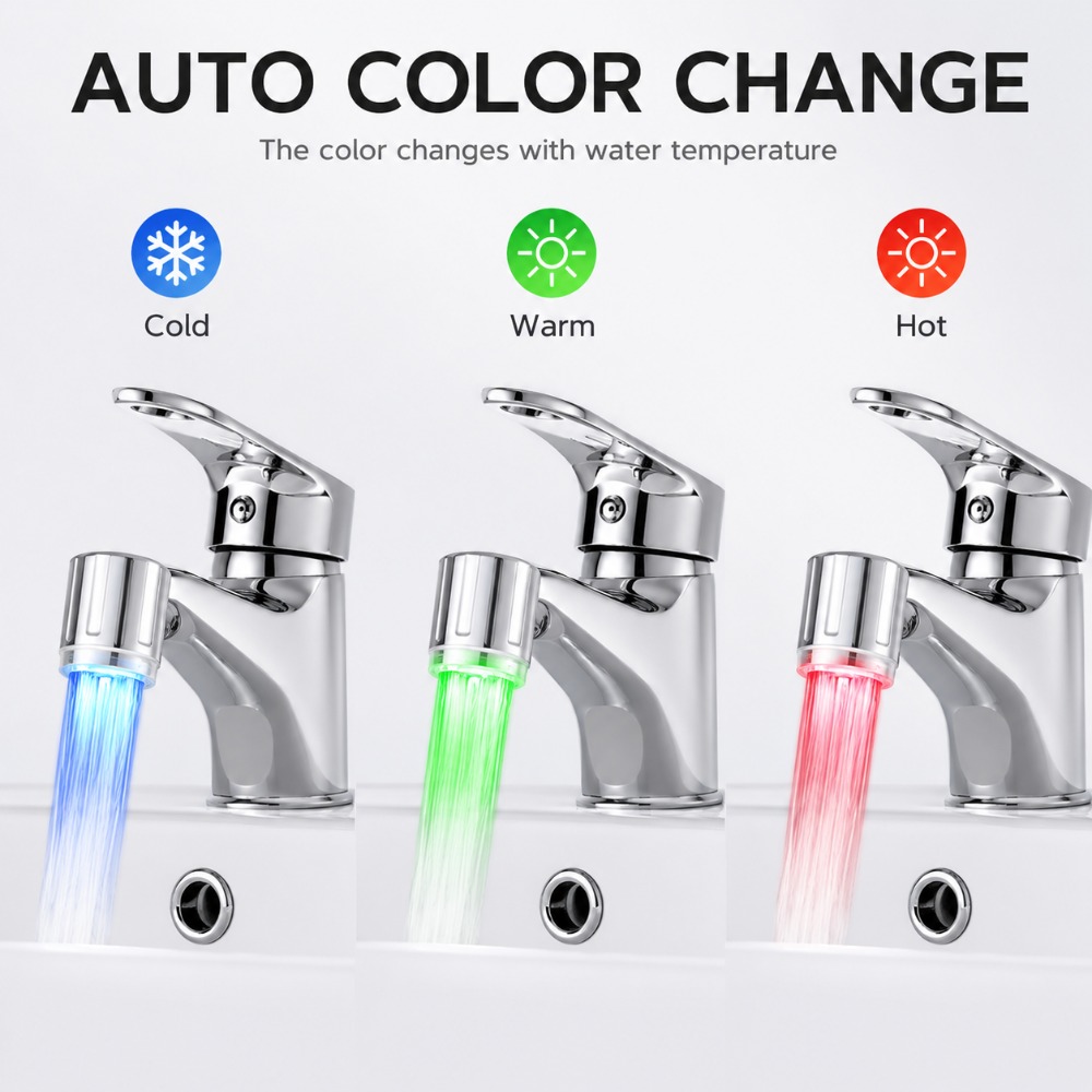Kitchen Appliances Offers - 1/5개 LED 수도꼭지 헤드, 자동 3색