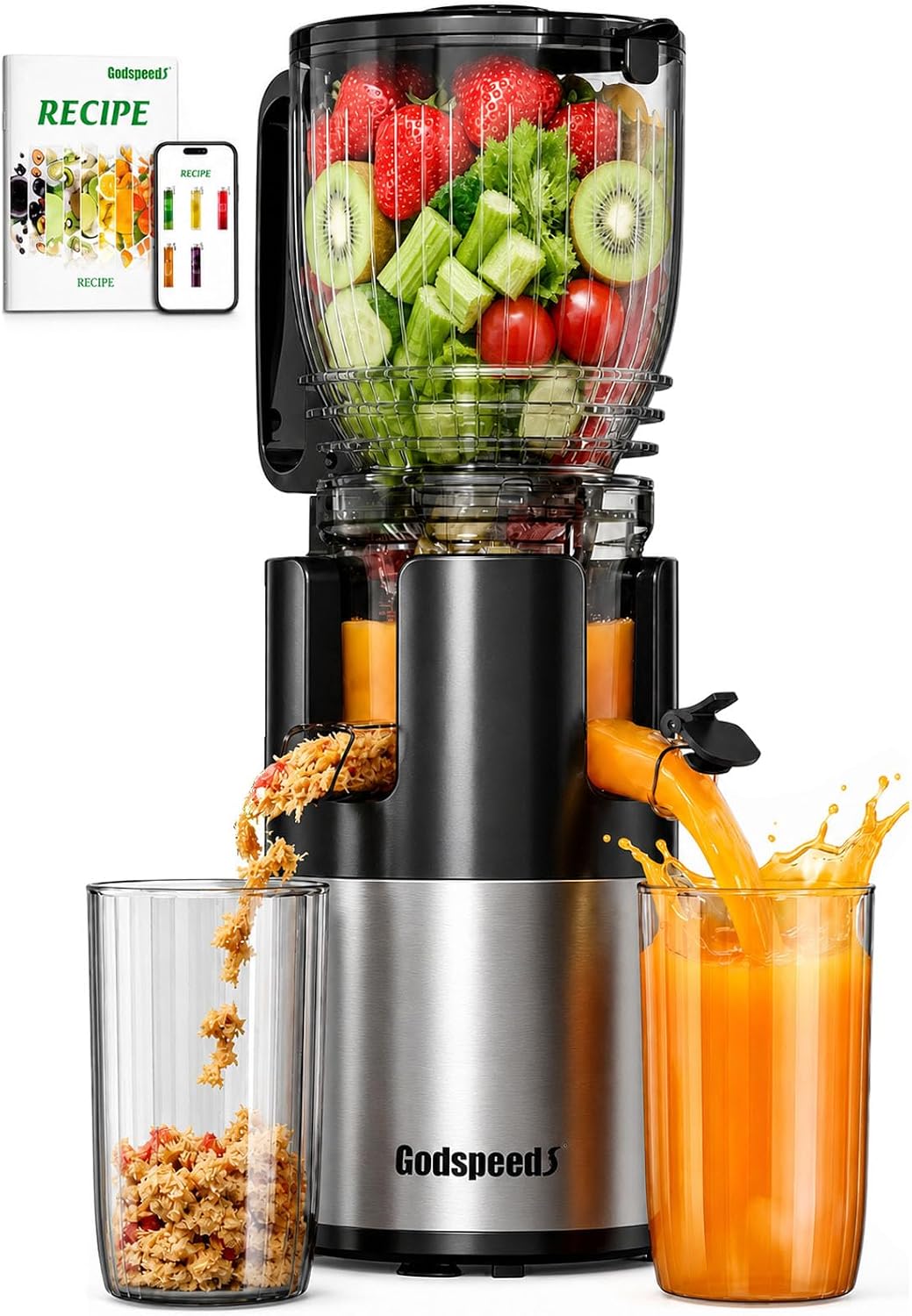 Juicer Cold Press Slow - 5.8인치 대형 투입구를 갖춘 저속 압착