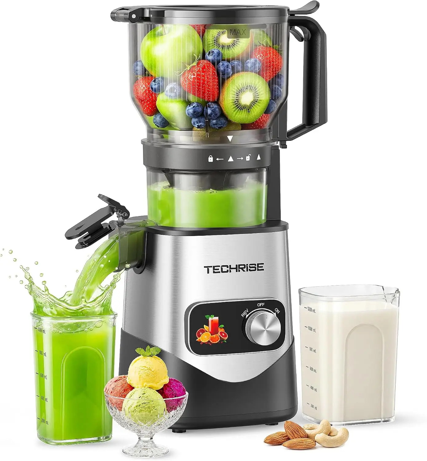Juicer Cold Press Slow - 베스트셀러 3-in-1 콜드프레스 착즙기, 6인치 광폭