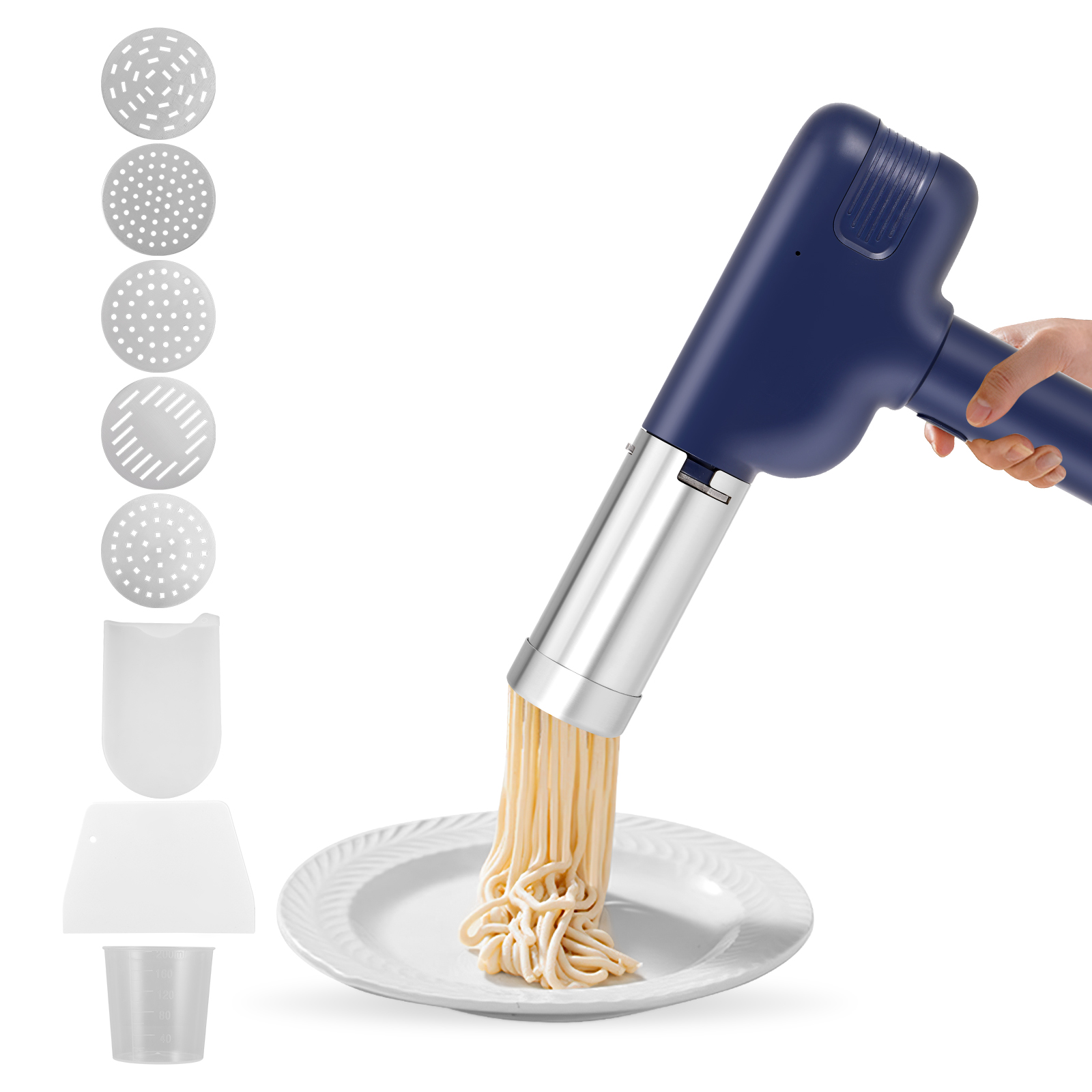 Pasta Machine Electric - 8개의 부착물이 있는 휴대용 휴대용 전기