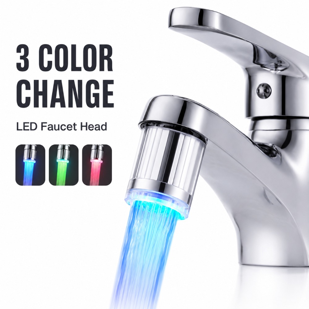 1/5개 LED 수도꼭지 헤드, 자동 3색 변환 절수형 - Kitchen Appliances Offers 리뷰 및 가격