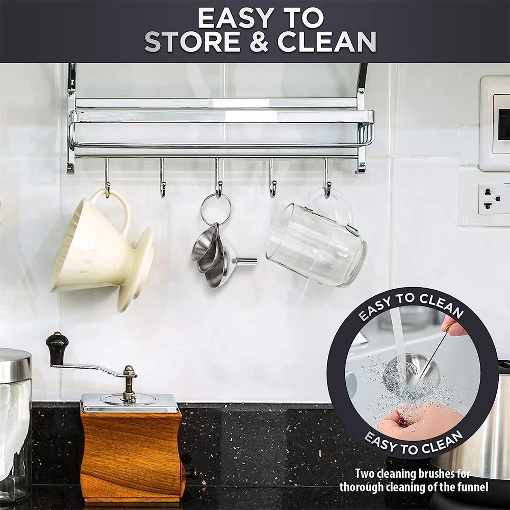 3Pcs 스테인레스 스틸 주방 깔때기 병 채우기 세트  - Kitchen Appliances On Sale 리뷰 및 가격