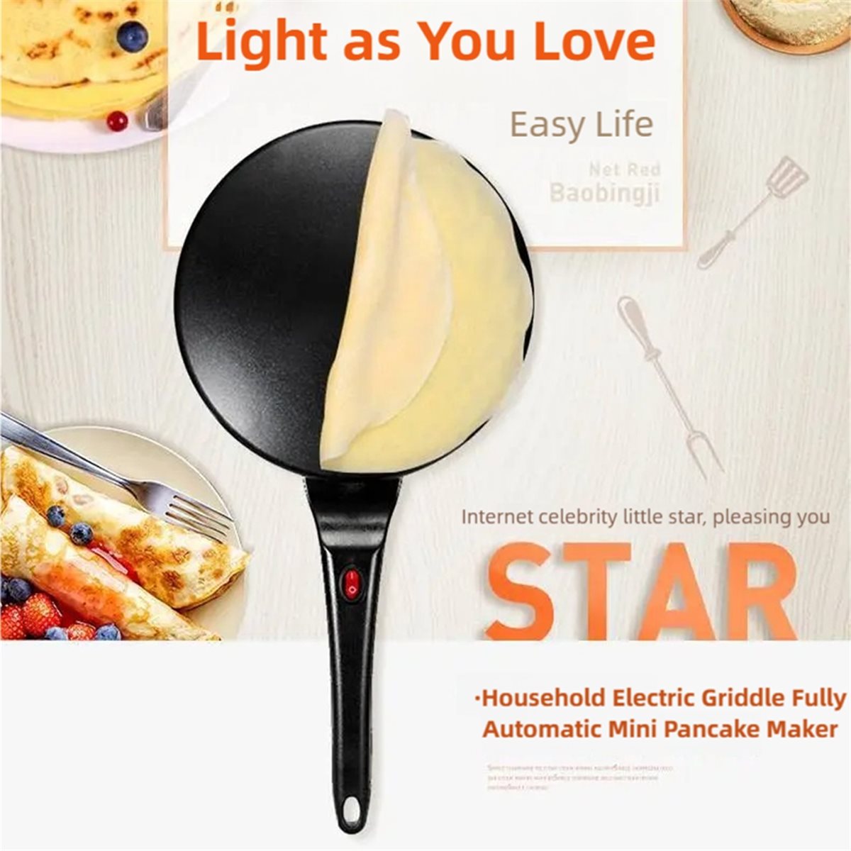 M10K 전기 크레페 메이커, 반죽 스프레더 및 디핑  - Crepe Maker Non Stick 리뷰 및 가격