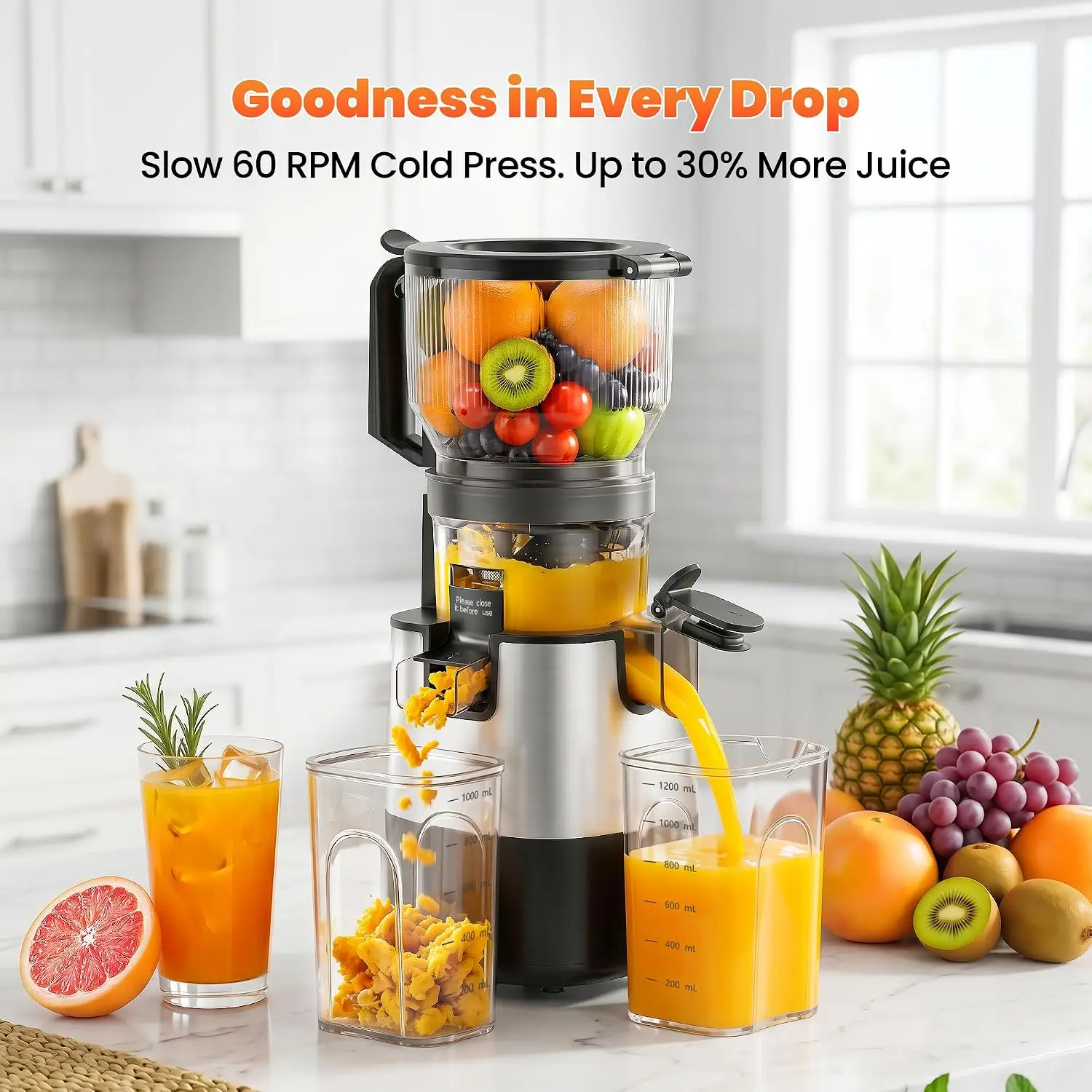 베스트셀러 3-in-1 콜드프레스 착즙기, 6인치 광폭 - Juicer Cold Press Slow 리뷰 및 가격