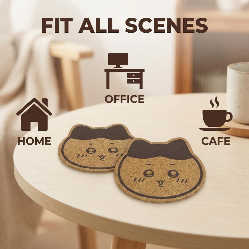 귀여운 치이카와 나무 컵받침 만화 캐릭터 컵 매트 미끄 - Kitchen Appliances Table 리뷰 및 가격