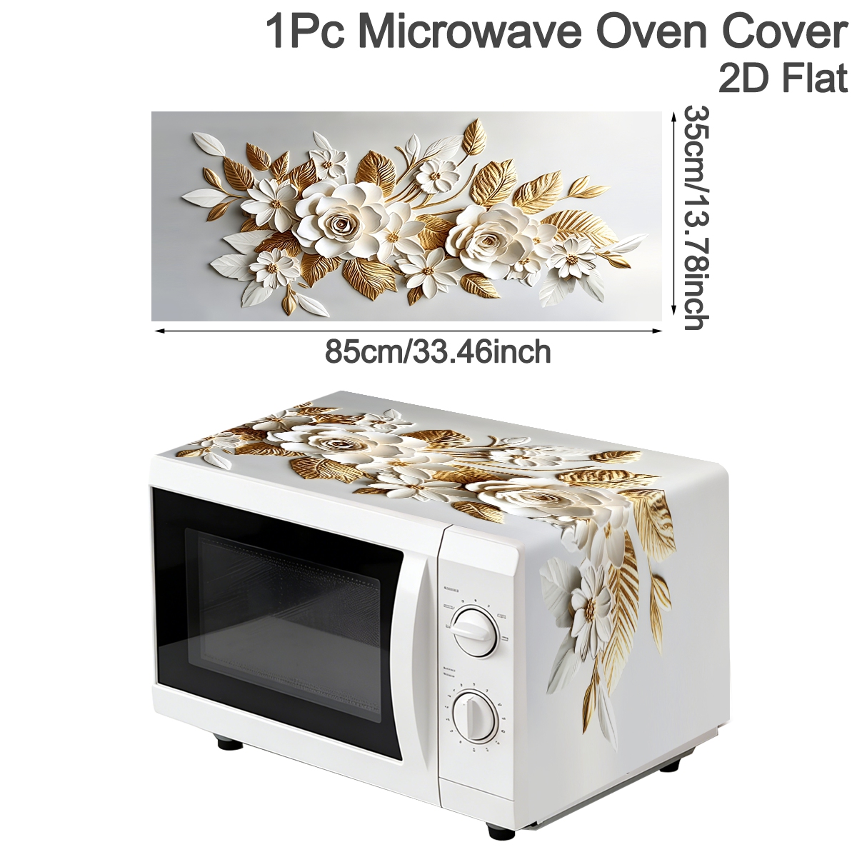 35*85cm 화이트 골든 전자레인지 커버 2D 플랫  - Kitchen Appliances In White 리뷰 및 가격