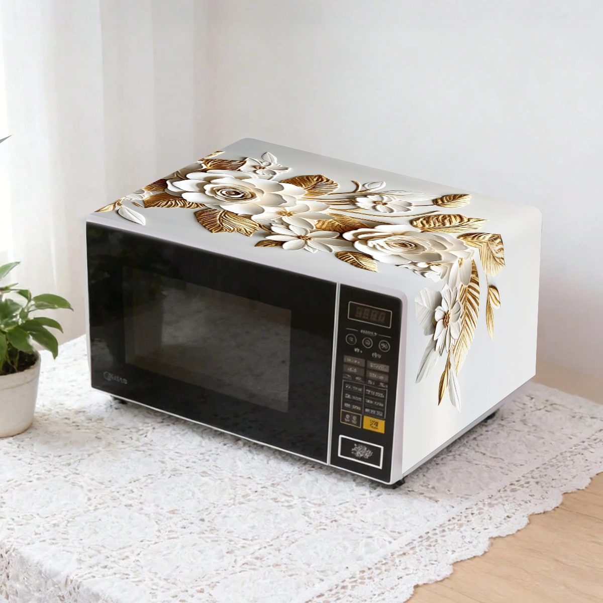 35*85cm 화이트 골든 전자레인지 커버 2D 플랫  - Kitchen Appliances In White 리뷰 및 가격