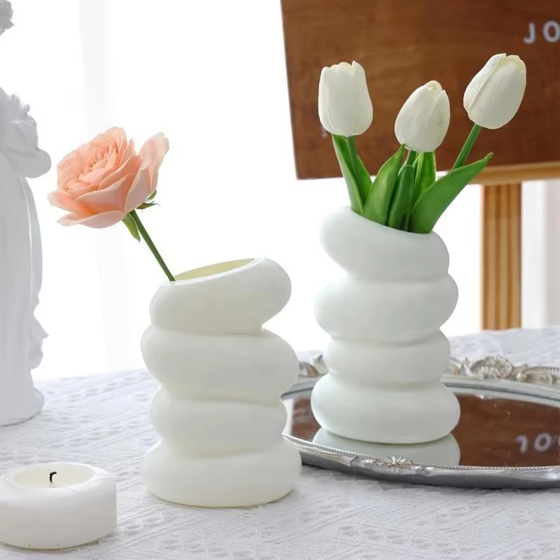 1PC 플라스틱 나선형 흰색 꽃병 북유럽 크리 에이 티 - Kitchen Appliances In White 리뷰 및 가격
