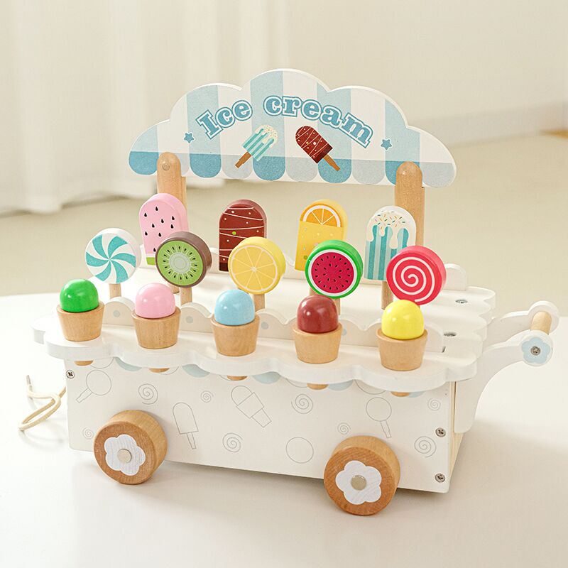 어린이 나무 아이스크림 카트 장난감 세트 소녀 주방 액 - Kitchen Appliances For Kids 리뷰 및 가격