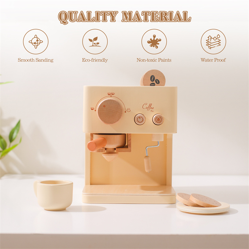 어린이 나무 몬테소리 장난감 세트 어린이 커피 기계 주 - Kitchen Appliances For Kids 리뷰 및 가격